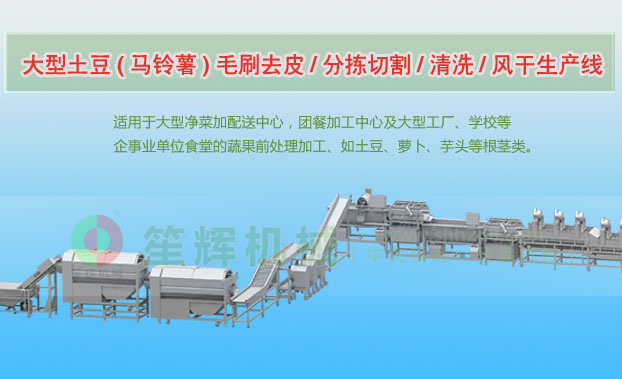 梁平连续式土豆去皮清洗切割风干生产线